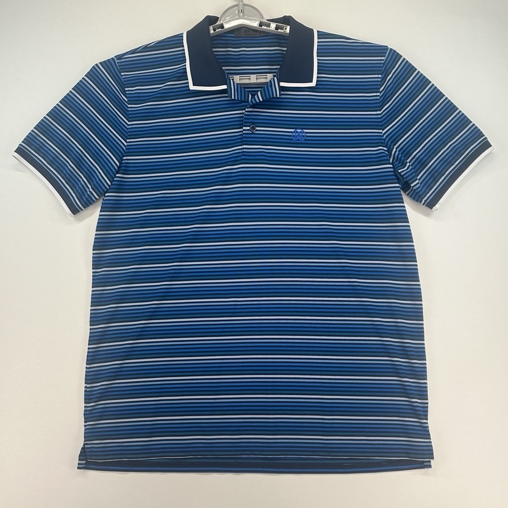 G/Fore G4 Mens Racer Golf Polo Shirt Striped Performance Size XL